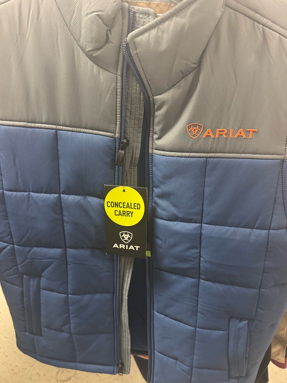 Ariat concealed carry  Quilted Blue and Gray Vest w